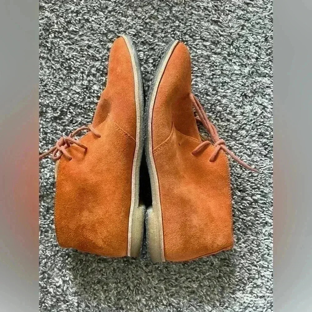 Clarks Ankle Boots, Suede Lace Up, Rust Orange, Booties, Womens Sz 8.5